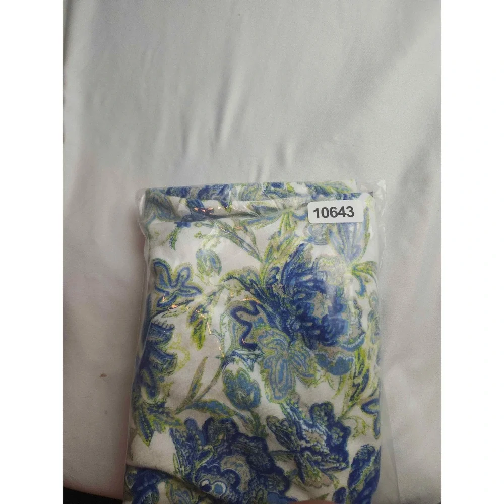 Kim Rogers Woman Blue Green Floral Cotton Short Sleeve Tee Top 2X